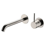 Fienza Kaya Up Basin/Bath Wall Mixer Set Round Plates 200mm Outlet Lead Free Brushed Nickel 228118BN-200-LF