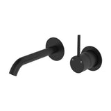 Fienza Kaya Up Round Plates Basin/Bath Wall Mixer Set Outlet 160mm Lead Free Matte Black 228118B-LF