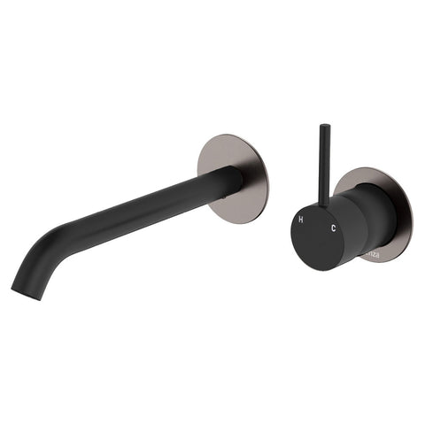 Fienza Kaya Up Basin/Bath Mixer 160mm Dress Kit Round Plate Gunmetal & Matte Black D228118GMB