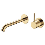 Fienza Kaya Up Basin/Bath Wall Mixer Set Round Plates 200mm Outlet Lead Free Urban Brass 228118UB-200-LF