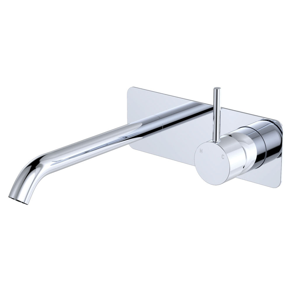 Fienza Kaya Up Rectangular Basin/Bath Wall Mixer Set 200mm Lead Free Chrome D228119-200-LF