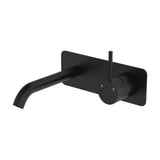 Fienza Kaya Up Rectangular Plate Basin/Bath Wall Mixer Set Outlet 160mm Lead Free Matte Black 228119B-LF