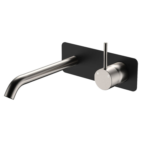 Fienza Kaya Up Basin/Bath Mixer 200mm Dress Kit Soft Square Plate Matte Black & Brushed Nickel D228119BBN-200