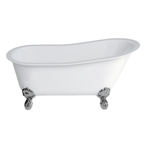 Abey ClearStone Romano Grande Freestanding Bath 1690mm (with Chrome Claw Feet) Gloss White 22837F