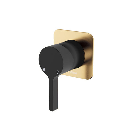 Fienza Sansa Wall Mixer Dress Kit Soft Square Plate Urban Brass & Matte Black D229101UBB-2