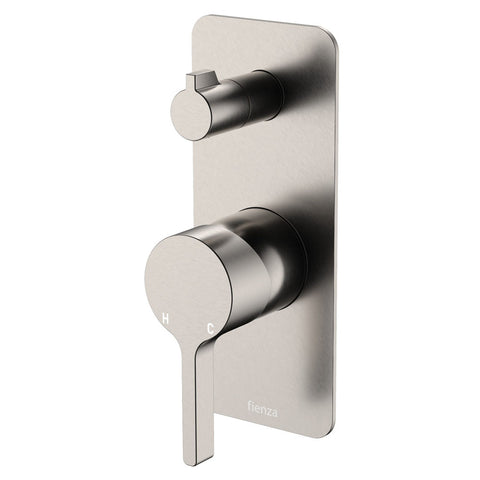 Fienza Sansa Wall Diverter Mixer Rectangular Plate Lead Free Brushed Nickel 229102BN-2-LF