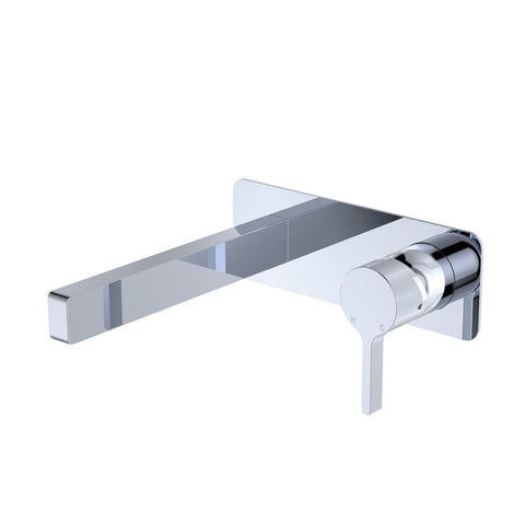 Fienza Sansa Rectangular Wall Bath Mixer Set 180mm Lead Free Chrome D229104-LF