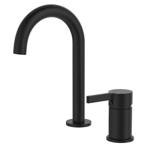 Fienza Sansa Round Hob Basin Mixer Set Lead Free Matte Black 229117B-LF