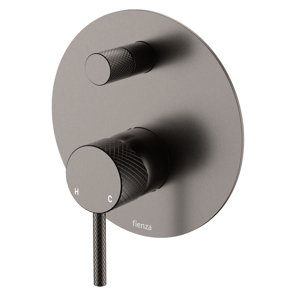 Fienza Axle Wall Diverter Mixer Large Round Plate Lead Free Gunmetal 231102GM-LF