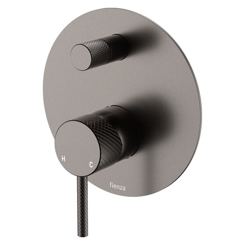 Fienza Axle Wall Diverter Mixer Large Round Plate Lead Free Gunmetal 231102GM-LF