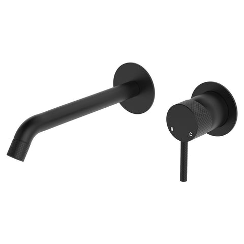 Fienza Axle Basin/Bath Wall Mixer Dress Kit 200mm Outlet Round Plate Matte Black D231104B-200