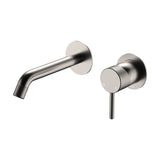 Fienza Axle Basin/Bath Wall Mixer Set Round Plates 160mm Outlet Lead Free Brushed Nickel D231104BN-LF