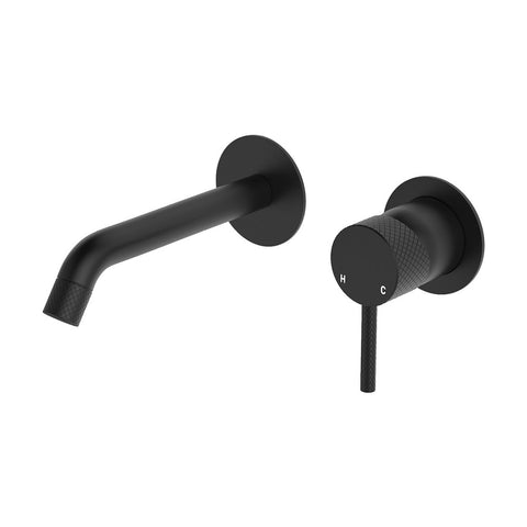 Fienza Axle Basin/Bath Wall Mixer Dress Kit 160mm Outlet Round Plate Matte Black D231104B