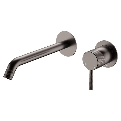 Fienza Axle Basin/Bath Wall Mixer Dress Kit 200mm Outlet Round Plate Gunmetal D231104GM-200