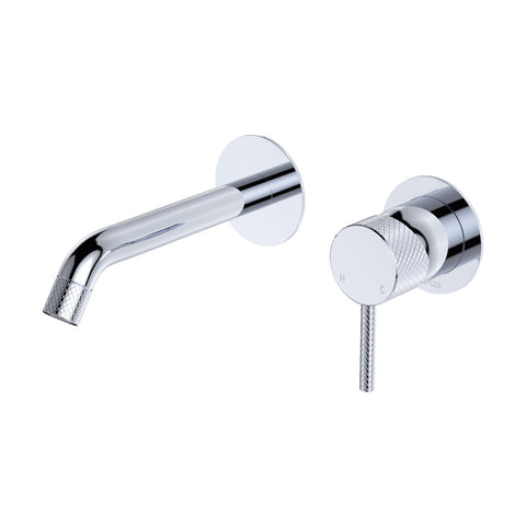 Fienza Axle Basin/Bath Wall Mixer Set Round Plates 160mm Outlet Lead Free Chrome 231104-LF