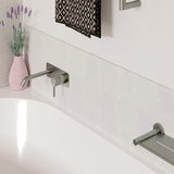 Fienza Axle Basin/Bath Wall Mixer Set Square Plate 200mm Outlet Lead Free Brushed Nickel 231106BN-200-LF