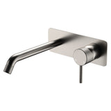 Fienza Axle Basin/Bath Wall Mixer Dress Kit 200mm Outlet Soft Square Plate Brushed Nickel D231106BN-200