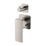 Fienza Tono Wall Diverter Mixer Small Square Plates Lead Free Brushed Nickel 233102BN-4-LF
