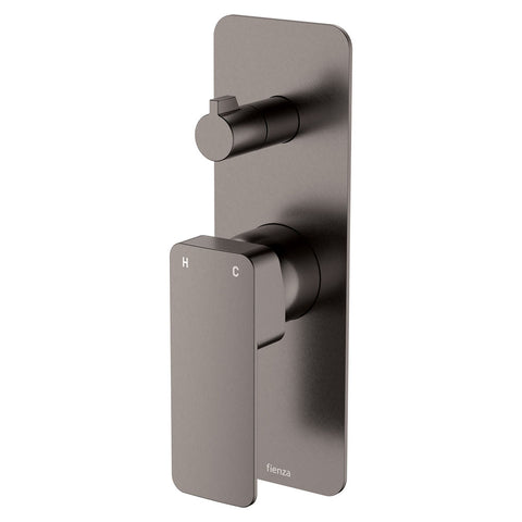 Fienza Tono Wall Diverter Mixer Large Rectangular Plate Lead Free Gunmetal 233102GM-LF