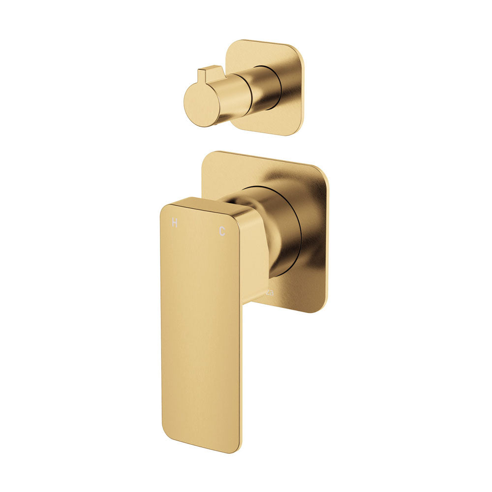 Fienza Tono Wall Diverter Mixer Small Square Plates Lead Free Urban Brass 233102UB-4-LF