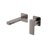 Fienza Tono Basin/Bath Wall Mixer Set 160mm Outlet Square Plates Lead Free Gunmetal 233104GM-LF