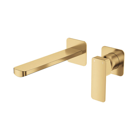 Fienza Tono Basin/Bath Wall Mixer Set 200mm Outlet Square Plates Lead Free Urban Brass 233104UB-200-LF