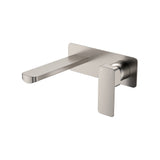 Fienza Tono Basin/Bath Wall Mixer Set 160mm Outlet Large Rectangular Plate Lead Free Brushed Nickel 233106BN-LF