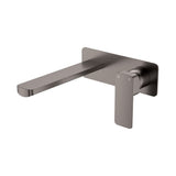 Fienza Tono Basin/Bath Wall Mixer Set 200mm Outlet Large Rectangular Plate Lead Free Gunmetal 233106GM-200-LF