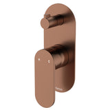 Fienza Empire Slim Wall Diverter Mixer Large Oval Plate Vertical Dress Kit Lead Free Brushed Copper D234102CO-LF