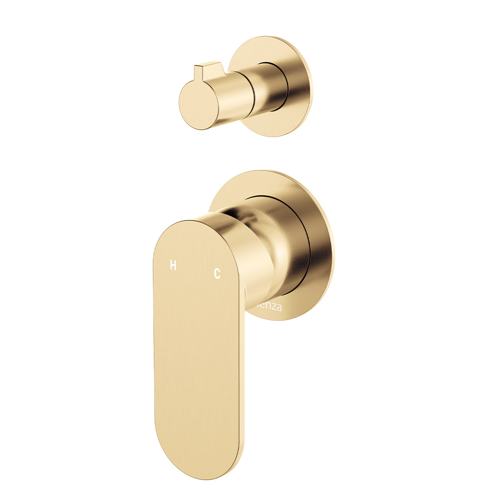 Fienza Empire Slim Oval Wall Diverter Mixer Vertical Urban Brass D234102UB-LF