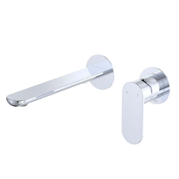 Fienza Empire Slim Basin/Bath Wall Mixer Set Round Plates 200mm Dress Kit Lead Free Chrome D234104-200-LF