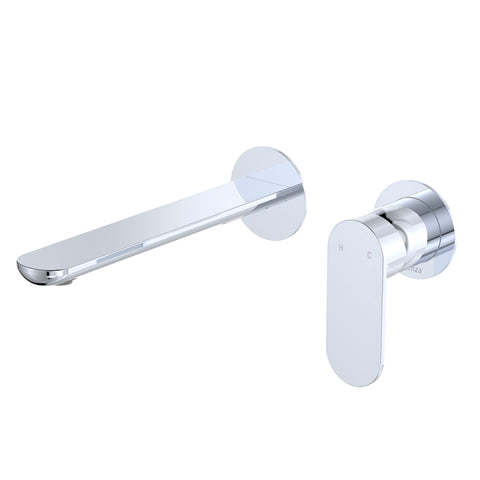 Fienza Empire Slim Basin/Bath Wall Mixer Set Round Plates 200mm Dress Kit Lead Free Chrome D234104-200-LF