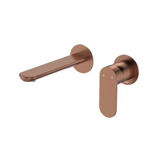 Fienza Empire Slim Basin/Bath Wall Mixer Set Round Plates 160mm Dress Kit Lead Free Brushed Copper D234104CO-LF