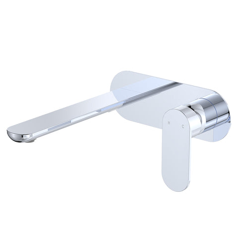 Fienza Empire Slim Basin/Bath Wall Mixer Set Oval Plate 200mm Dress Kit Lead Free Chrome D234106-200-LF