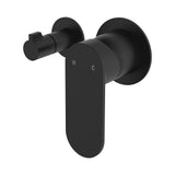 Fienza Empire Slim Wall Diverter Mixer Small Round Plts Horizontal Dress Kit Lead Free Matte Black D234112B-4-LF