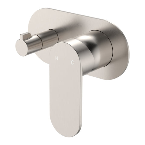 Fienza Empire Slim Wall Diverter Mixer Large Oval Plate Horizontal Dress Kit Lead Free Brushed Nickel D234112BN-LF