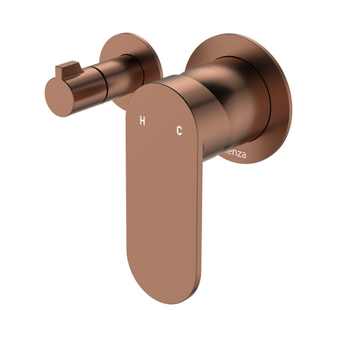 Fienza Empire Slim Wall Diverter Mixer Small Round Plts Horizontal Dress Kit Lead Free Brushed Copper D234112CO-4-LF