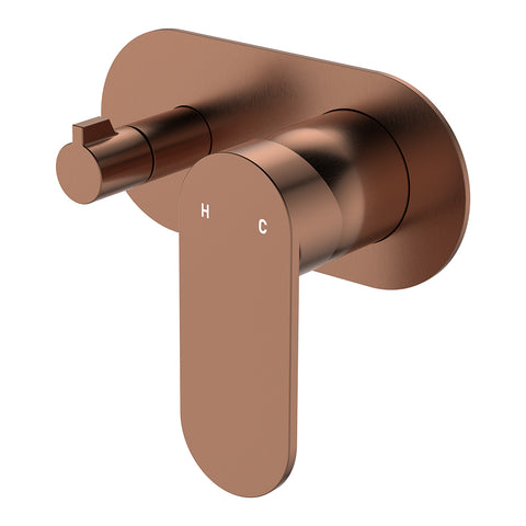 Fienza Empire Slim Wall Diverter Mixer Large Oval Plate Horizontal Dress Kit Lead Free Brushed Copper D234112CO-LF