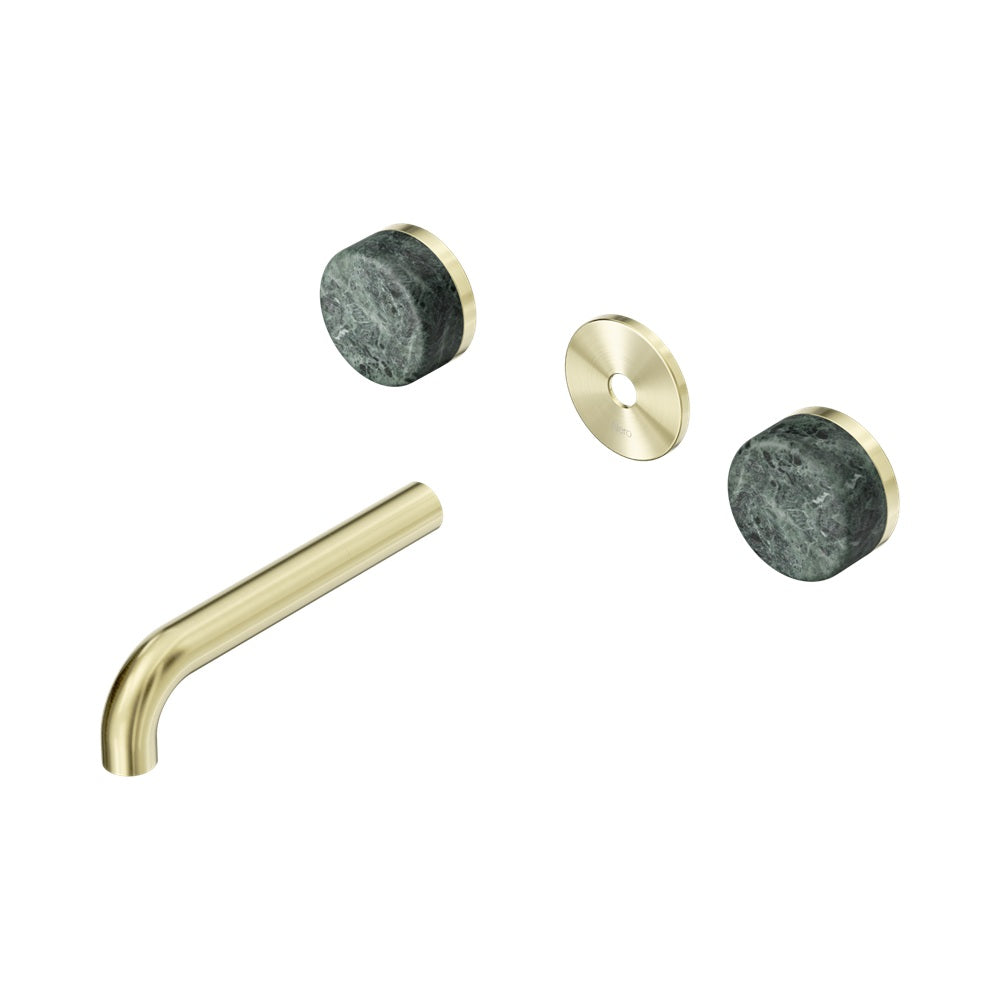 Nero Serenity Wall Basin Set 160mm Spout Trim Kit Only Verde Alpi Handle Brushed Gold 24D075BG