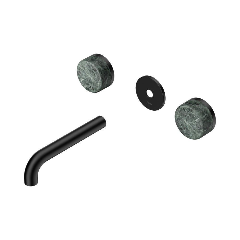 Nero Serenity Wall Basin Set 160mm Spout Trim Kit Only Verde Alpi Handle Matte Black 24D075MB