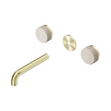 Nero Serenity Wall Basin Set 160mm Spout Trim Kit Only Rome Travertine Handle Brushed Gold 24D076BG