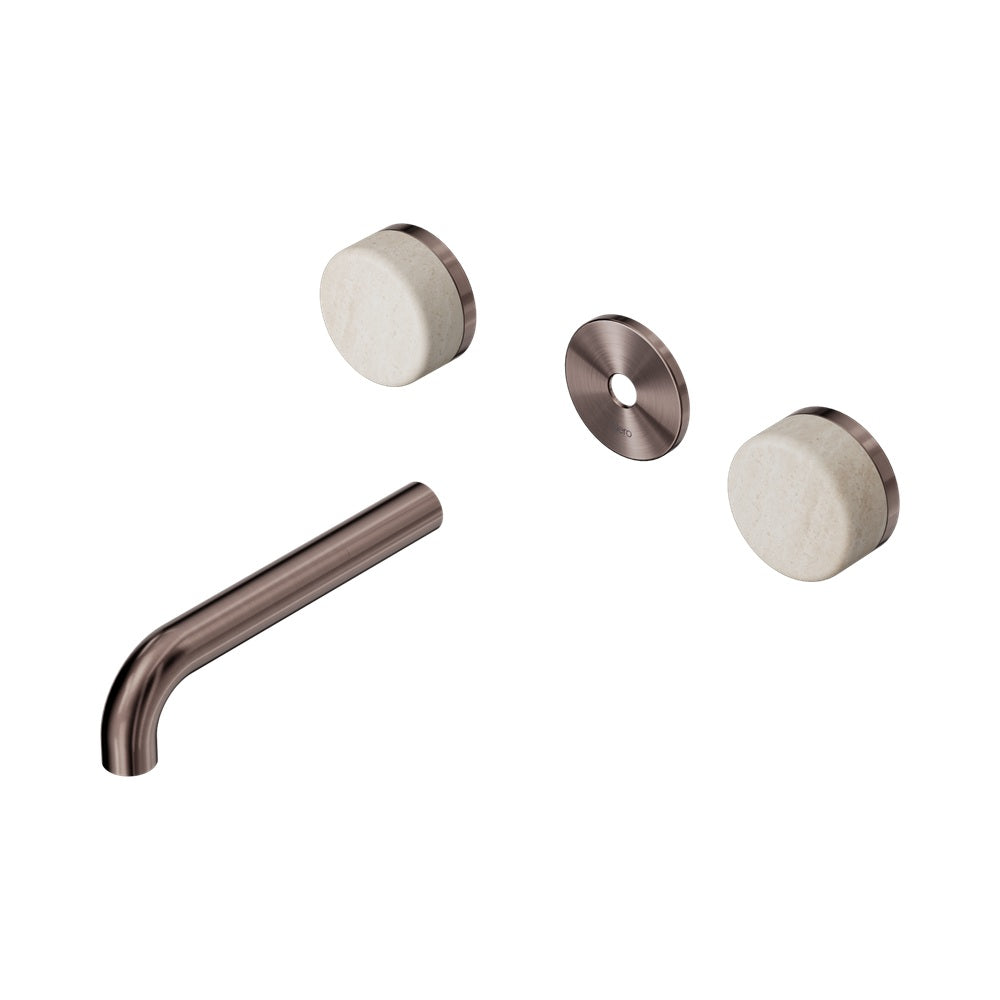 Nero Serenity Wall Basin Set 160mm Spout Trim Kit Only Rome Travertine Handle Brushed Bronze 24D076BZ