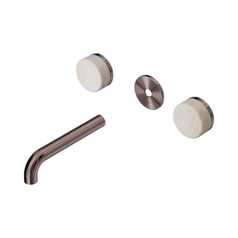 Nero Serenity Wall Basin Set 160mm Spout Trim Kit Only Rome Travertine Handle Brushed Bronze 24D076BZ