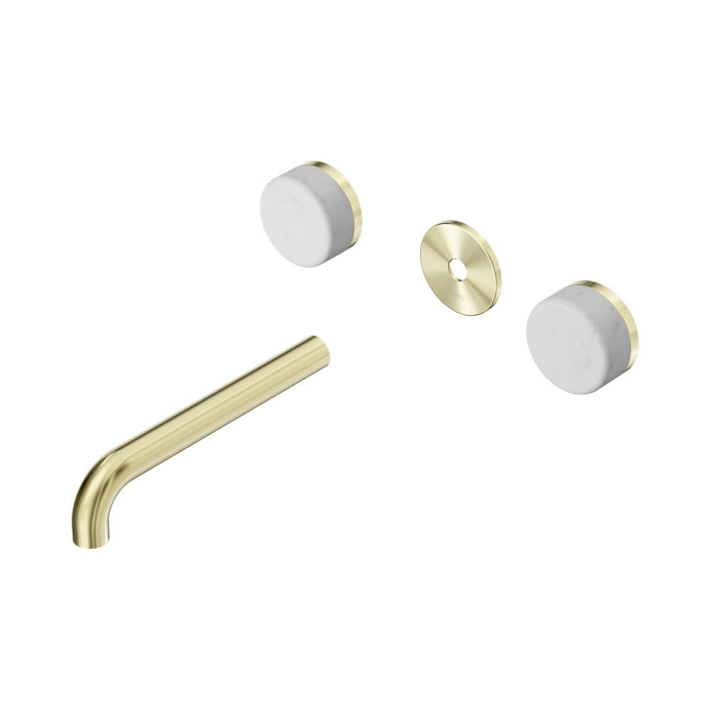 Nero Serenity Wall Basin Set 185mm Spout Trim Kit Only Carrara Handle Brushed Gold 24D080BG