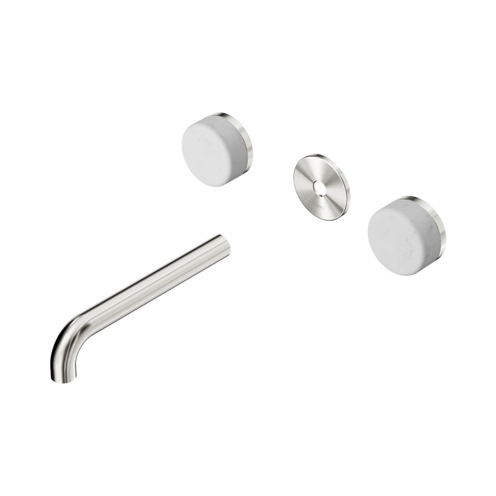 Nero Serenity Wall Basin Set 185mm Spout Trim Kit Only Carrara Handle Brushed Nickel 24D080BN