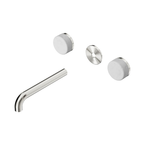 Nero Serenity Wall Basin Set 185mm Spout Trim Kit Only Carrara Handle Brushed Nickel 24D080BN