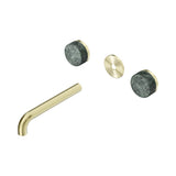 Nero Serenity Wall Basin Set 185mm Spout Trim Kit Only Verde Alpi Handle Brushed Gold 24D081BG
