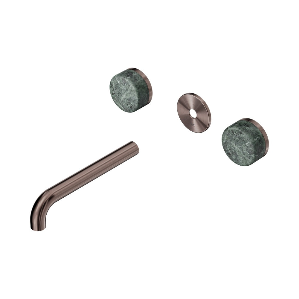Nero Serenity Wall Basin Set 185mm Spout Trim Kit Only Verde Alpi Handle Brushed Bronze 24D081BZ