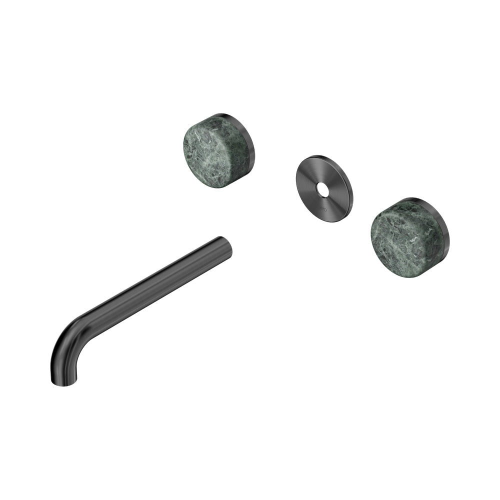 Nero Serenity Wall Basin Set 185mm Spout Trim Kit Only Verde Alpi Handle Gunmetal 24D081GM