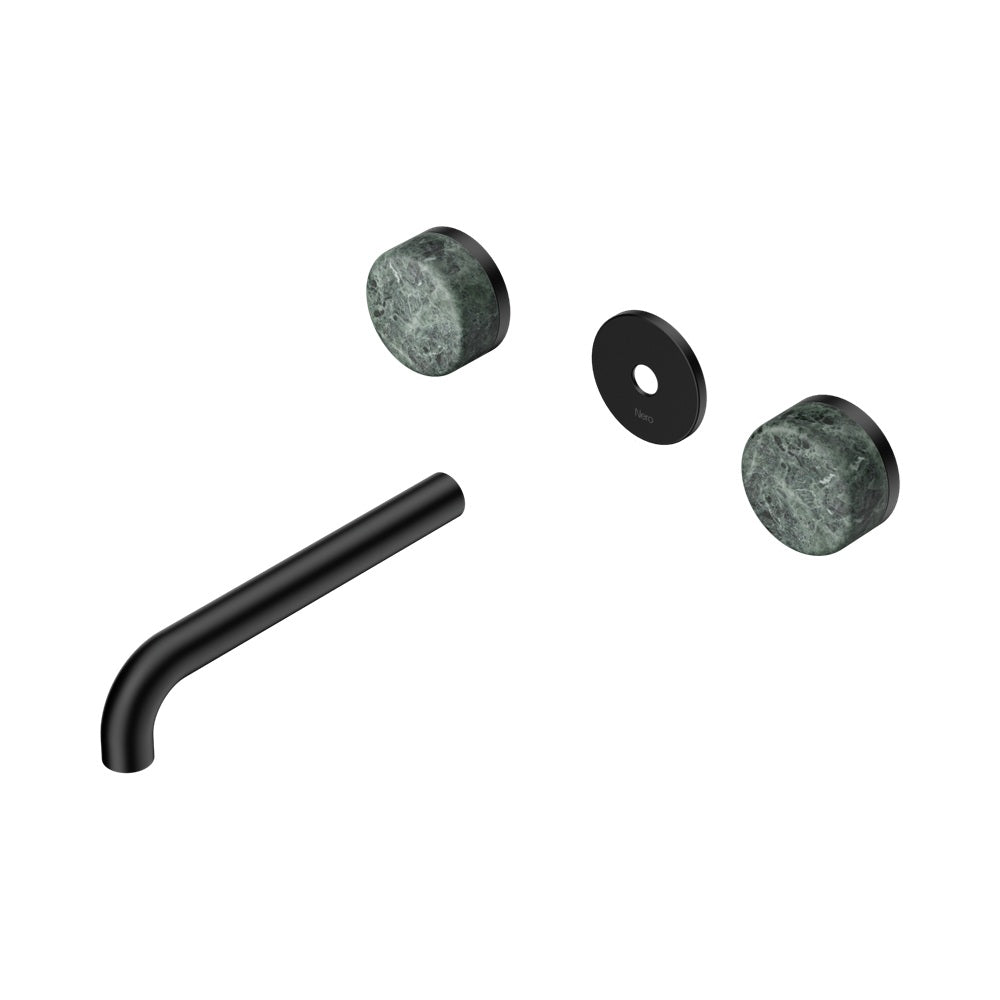 Nero Serenity Wall Basin Set 185mm Spout Trim Kit Only Verde Alpi Handle Matte Black 24D081MB